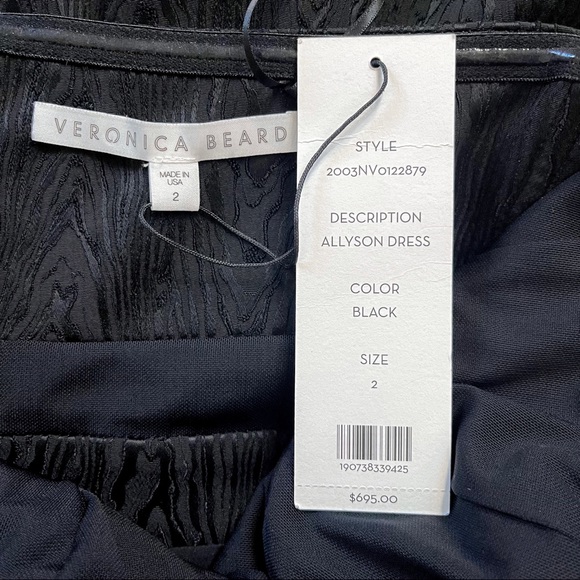 NWT Veronica Beard Allyson Black Strapless Jacquard Peplum Midi Dress Size 2 - Picture 12 of 13